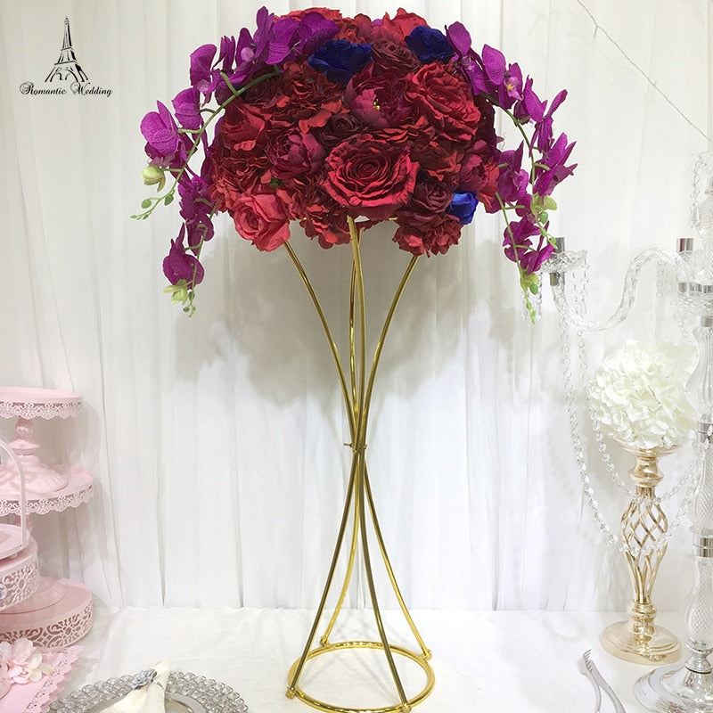 10PCS/lot Flower Pillar Gold Metal Flower Stand Beautiful Shape Frame for Wedding Party Event Decoration