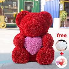 Load image into Gallery viewer, Oversize 70CM/60CM Rose Bear With Heart Gift Box Teddy Bear Artificial Foam Flower Bear Valentines&#39;s Day Gift Wedding Decoration