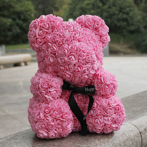 Oversize 70CM/60CM Rose Bear With Heart Gift Box Teddy Bear Artificial Foam Flower Bear Valentines's Day Gift Wedding Decoration