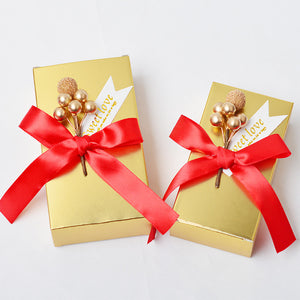 2000pcs/lot  Wedding favor Red golden unique diy bead flower Square paper candy box packaging gifts boxes for guest