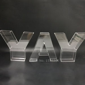 1set 25cm Height Clear Acrylic Fillable Letter English Alphabet Wedding Party Table Standing Decoration Hollow Box With Lid