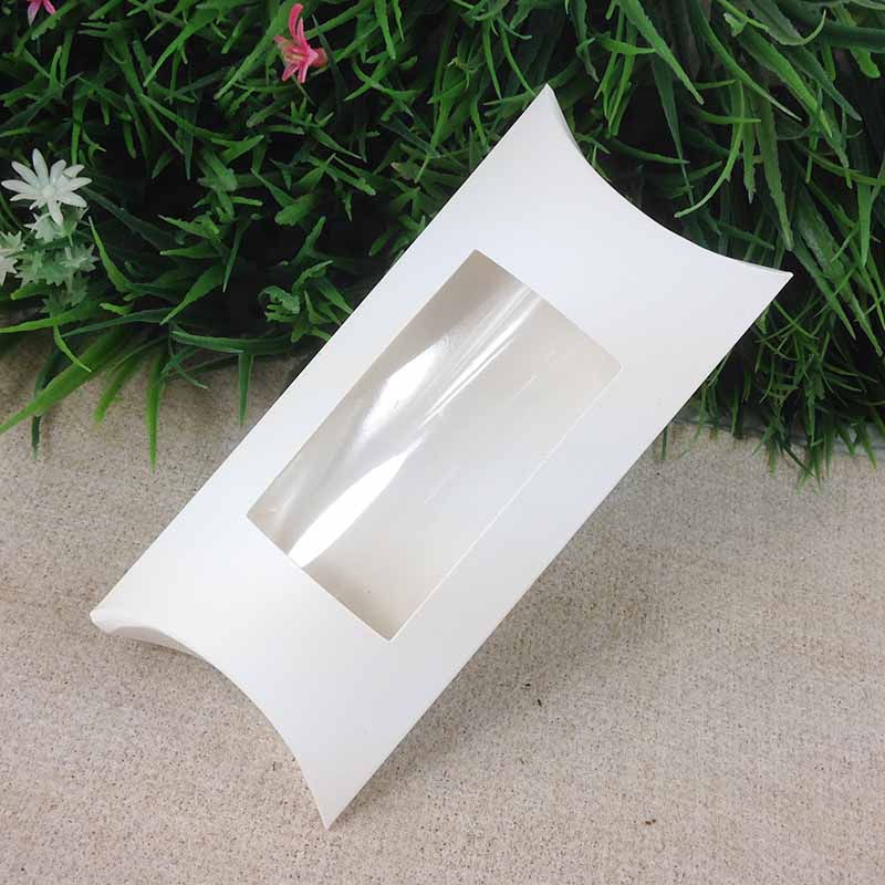 DIY  300gsm  white  PaperPillow Window box  Custom Logo Free Shipping By Express 1500 pcs Golden Logo on white box with printing