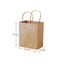 Load image into Gallery viewer, 500 Pcs 3 sizes Brown kraft paper bag with handle clothing Bread Candy Buffet Bags food packaging Boutiques bento Custom