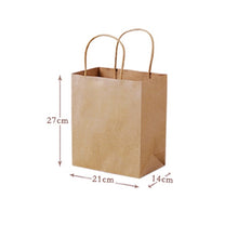 Load image into Gallery viewer, 500 Pcs 3 sizes Brown kraft paper bag with handle clothing Bread Candy Buffet Bags food packaging Boutiques bento Custom