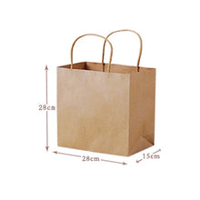 Load image into Gallery viewer, 500 Pcs 3 sizes Brown kraft paper bag with handle clothing Bread Candy Buffet Bags food packaging Boutiques bento Custom