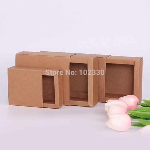 1000pcs Small Size Sliding Boxes Kraft Paper Cardboard Gift Box For Mini Gift Packaging 9*6*4cm