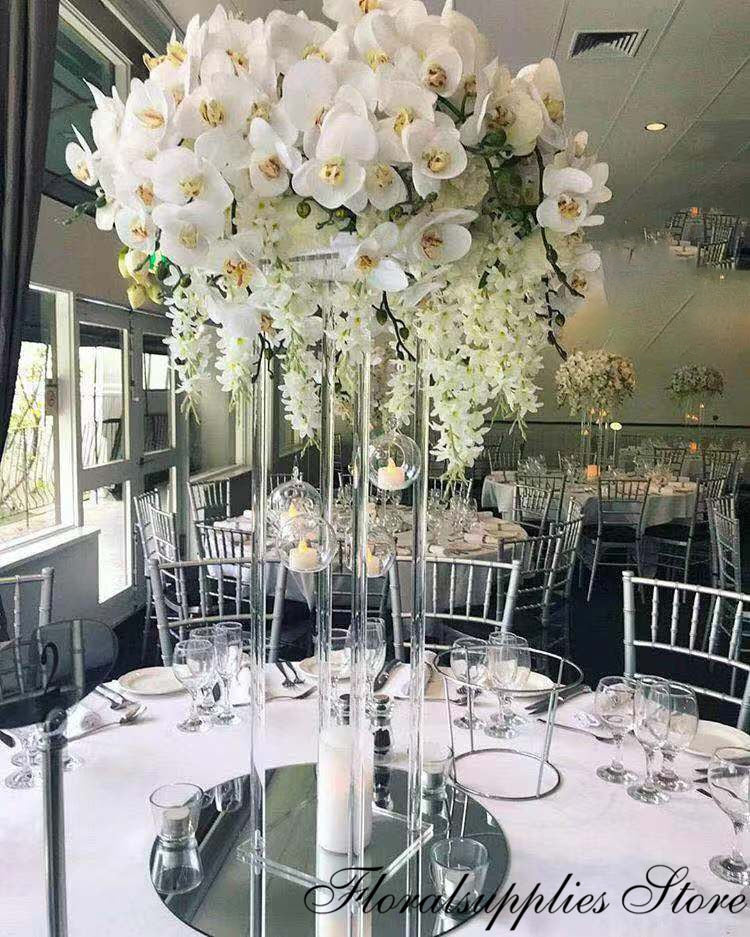 10PCS Acrylic Flower Vase Clear Flower Vase Table Centerpiece For Marriage Luxury Floral Stand Columns For Wedding Decoration