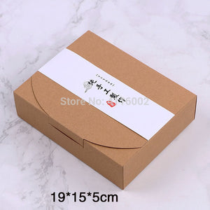 500pcs 19*15*5cm Kraft Paper Cake Boxes For Biscuit Cookie Wedding Party Candy Gift Box Pastry Packaging Box