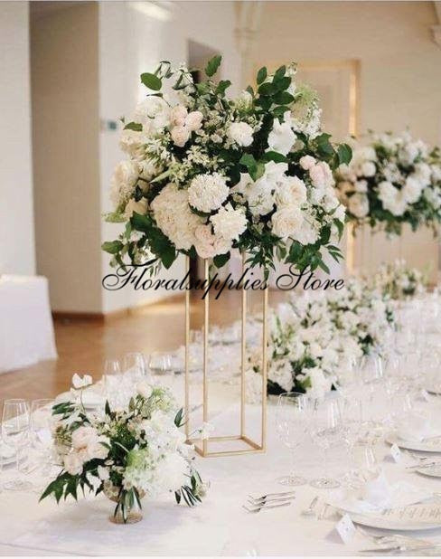 Gold Metal Geometric Stands Metal Stands Square wedding centerpiece Tall Wedding Decoration Centerpiece Vases