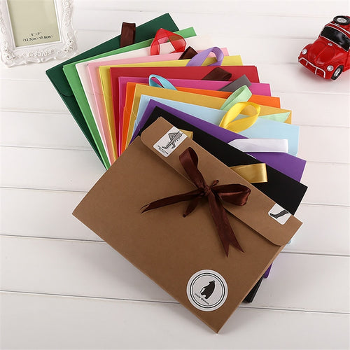 500pcs/lot 24*18*0.7cm  bow Envelope Kraft paper pocket bag Kerchief Handkerchief Silk scarf packing boxes Envelope box