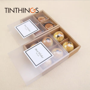 100PCS PVC cupcake boxes Transparent frosted Gift Packaging For wedding Home Party Kraft paper cake box Maccaron baking box