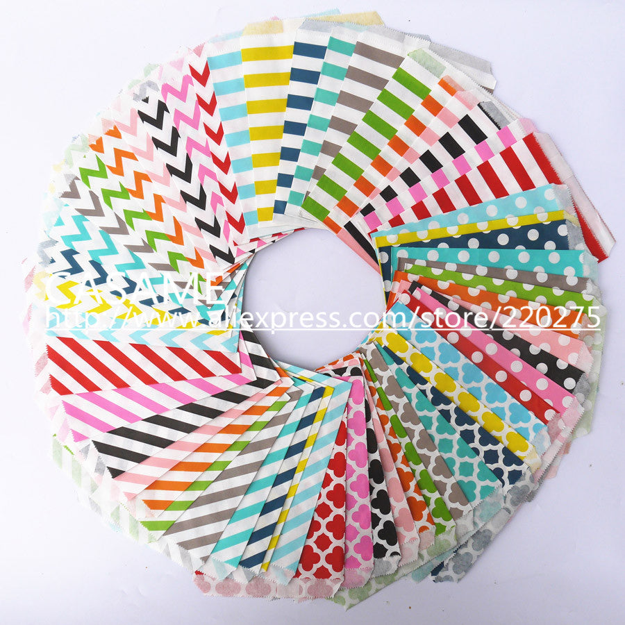 treat bags 10000pcs Chevron Polka Dot Stripe Printed Paper Bags in Printed Paper party Treat Bags  Bakery Bags 5