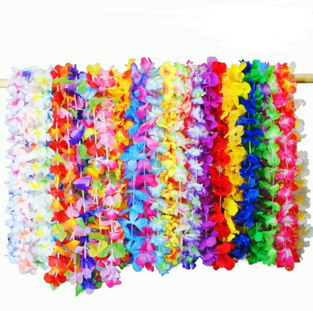 Fashion Hot Party Supplies Silk Hawaiian Flower Lei Garland Hawaii Wreath Cheerleading Products Hawaii Necklace 36 colors SN1393