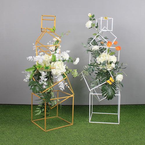 Wedding Road Lead  halloween Iron Geometric Frame square wedding stands for flowers Ornaments Stage Artificial Flower Props
