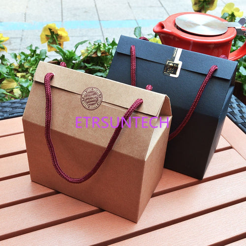 100pcs 4 colors Kraft Paper Party/Wedding Gift Bags,Cake/Chocolates/Candy Packing Bags Stand Up Food paper boxes