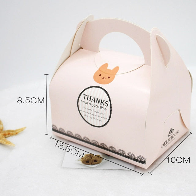 1000 pcs Candy paper box with handle muffin Mousse cake Packaging wedding Home Party birthday Cookies baking Package gift box