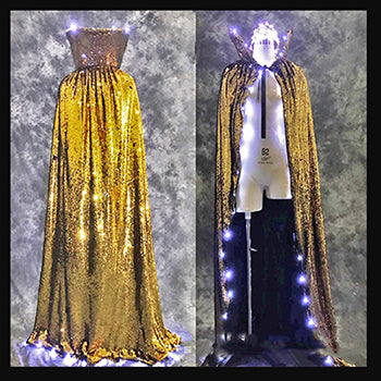 YES LED Sequin Luminescent Cloak Model Champion Queen Flash Cape Beauty Pageant Stage Walk Show  Bar Club Party Halloween Prop