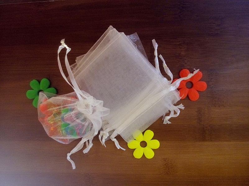 17*23cm 2000pcs Organza Bag white Drawstring bag jewelry packaging bags for tea/gift/food/candy small transparent pouch Yarn bag