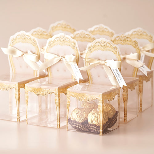 50pcs personalized Plastic PVC European anniversary  wedding favors chocolate packaging gifts boxes candy box for guests