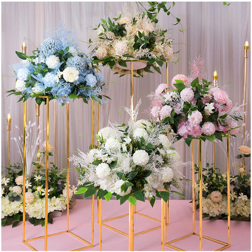 Wedding stage backdrop centerpiece layout metal iron gold-plated geometric rectangle square frame flower stand decoration props