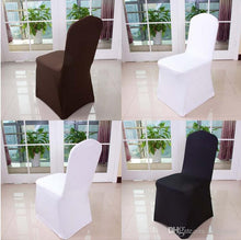Load image into Gallery viewer, Wolesale hotel  chair cover wedding  pure color with thick white elastic high-end banquet   free shipping