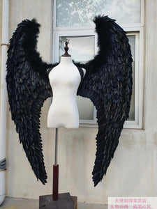 EMS Free shipping New style black white angel wings catwalk stage show props festival fairy wings Window display props