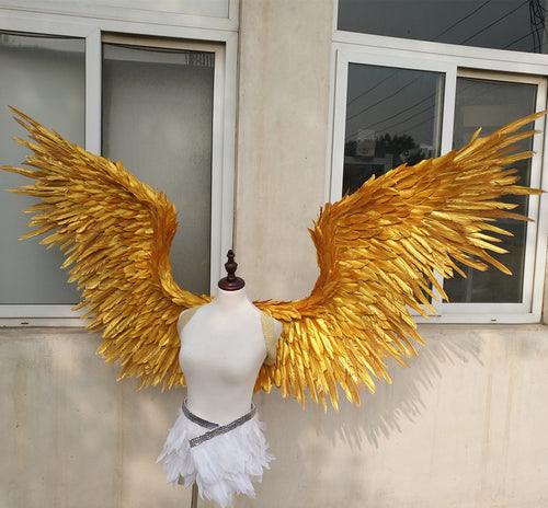 EMS free shipping red Gold large wings feathers T-stage model catwalk shows wings props party performance shows props cosplay