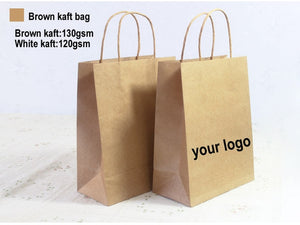 custom printed  logo Recyclable shopping  gift kraft paper bag for packaging 100/1lots