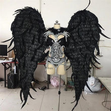 Load image into Gallery viewer, Angel feather wings black evil devil Halloween costume wings model runway show catwalk show cosplay props