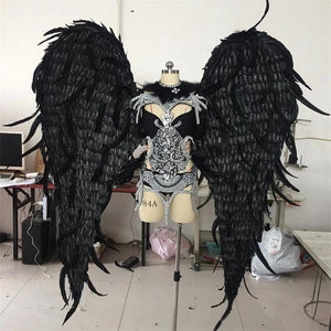 Angel feather wings black evil devil Halloween costume wings model runway show catwalk show cosplay props