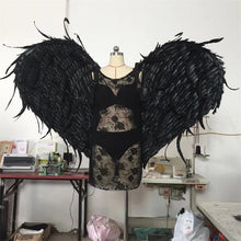 Load image into Gallery viewer, Angel feather wings black evil devil Halloween costume wings model runway show catwalk show cosplay props