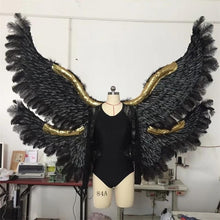 Load image into Gallery viewer, Angel feather wings black evil devil Halloween costume wings model runway show catwalk show cosplay props