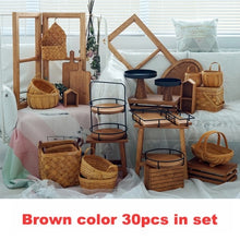 Load image into Gallery viewer, 30 pieces wood cake stand set forest style cake tools showcase tray outdoor wedding dessert table party supplier