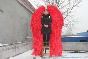 Large size Luxury goods white red Angel wings high quality Ostrich fairy wings for Grand event Halloween Wedding decoration